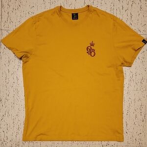 OVO Octobers Very Own Mustard Yellow  Crewneck T-Shirt with Red Crown Logo
